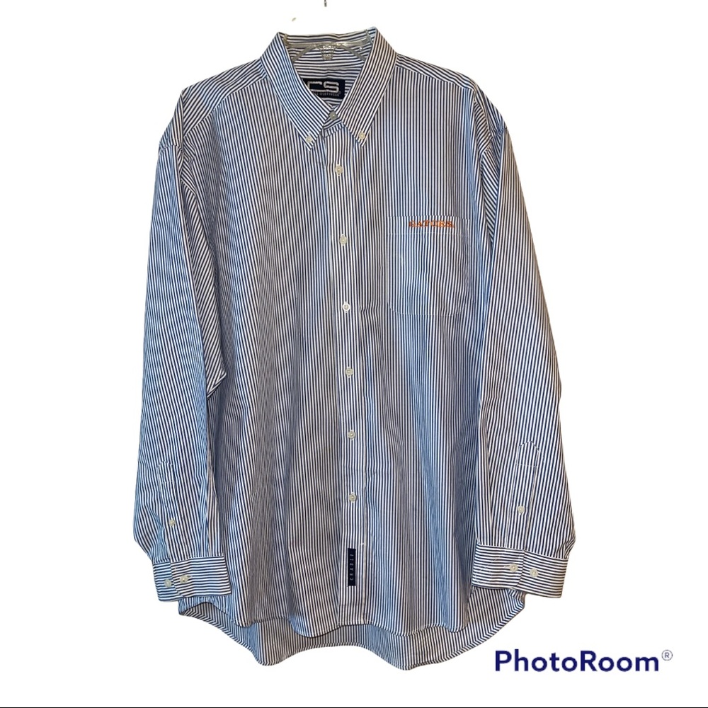Crable Sportswear Gators White & Blue Pinstripe Button Down Shirt XL